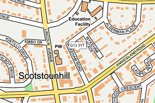 G13 3YT map - OS OpenMap – Local (Ordnance Survey)