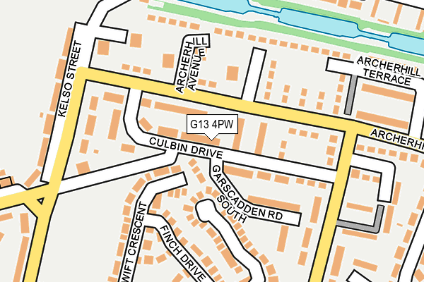G13 4PW map - OS OpenMap – Local (Ordnance Survey)