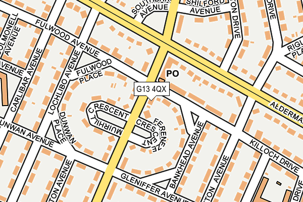 G13 4QX map - OS OpenMap – Local (Ordnance Survey)