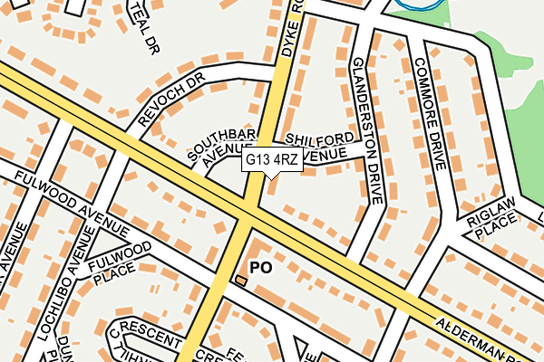 G13 4RZ map - OS OpenMap – Local (Ordnance Survey)