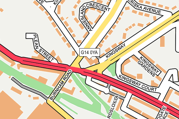 G14 0YA map - OS OpenMap – Local (Ordnance Survey)