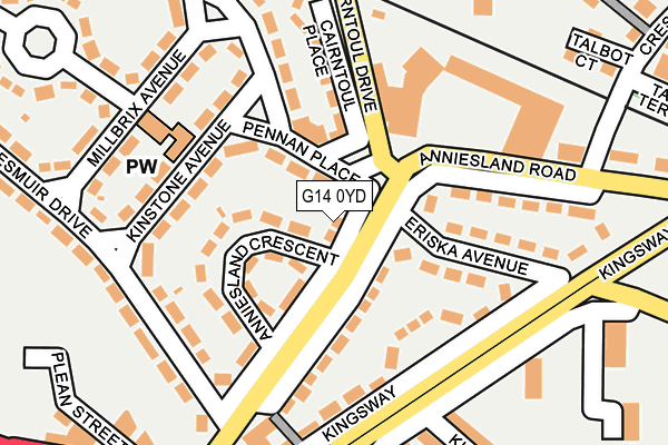 G14 0YD map - OS OpenMap – Local (Ordnance Survey)