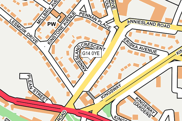 G14 0YE map - OS OpenMap – Local (Ordnance Survey)