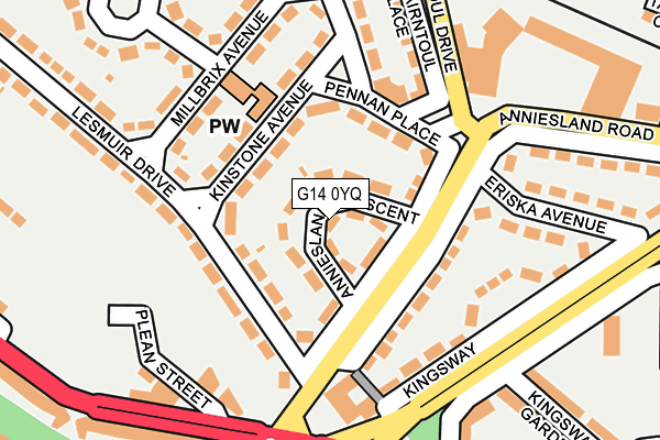 G14 0YQ map - OS OpenMap – Local (Ordnance Survey)