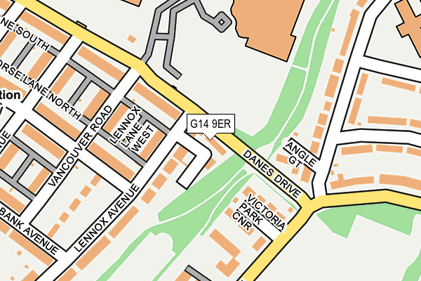G14 9ER map - OS OpenMap – Local (Ordnance Survey)