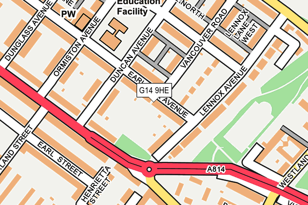 G14 9HE map - OS OpenMap – Local (Ordnance Survey)