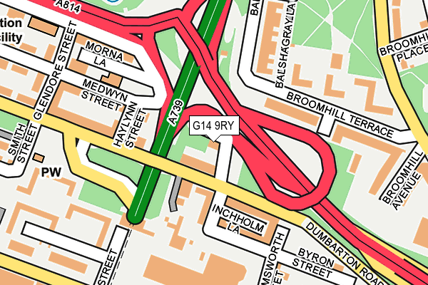 G14 9RY map - OS OpenMap – Local (Ordnance Survey)