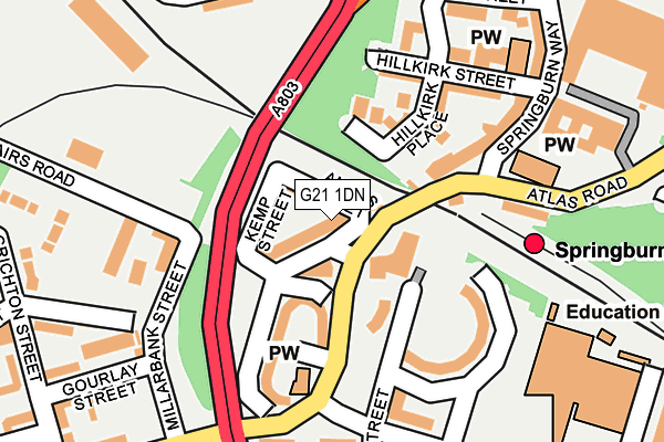 G21 1DN map - OS OpenMap – Local (Ordnance Survey)