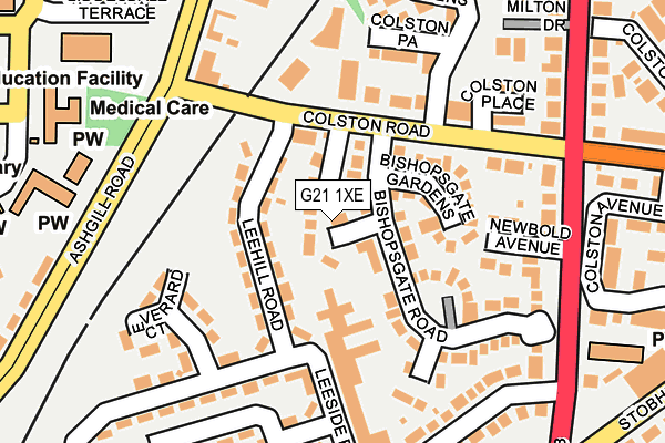 G21 1XE map - OS OpenMap – Local (Ordnance Survey)
