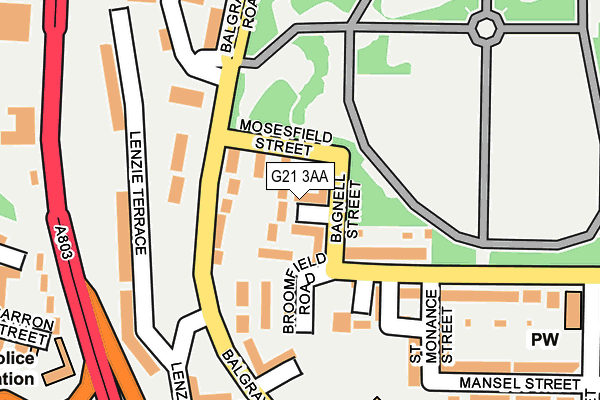 G21 3AA map - OS OpenMap – Local (Ordnance Survey)