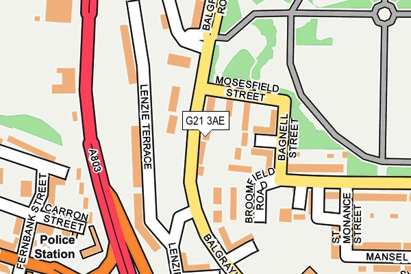 G21 3AE map - OS OpenMap – Local (Ordnance Survey)