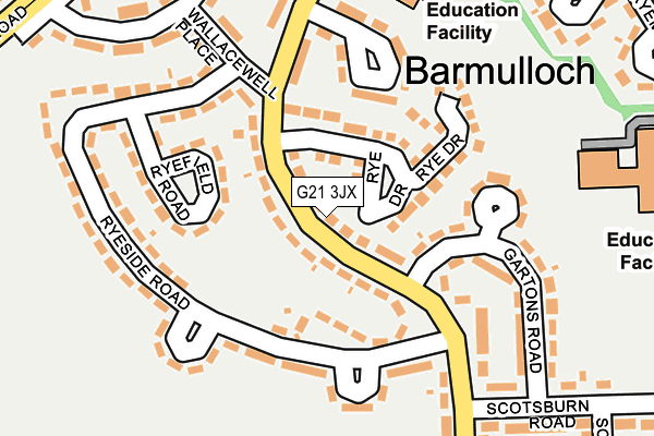 G21 3JX map - OS OpenMap – Local (Ordnance Survey)