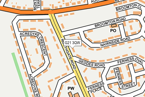 G21 3QW map - OS OpenMap – Local (Ordnance Survey)