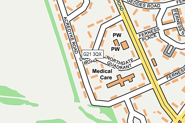 G21 3QX map - OS OpenMap – Local (Ordnance Survey)