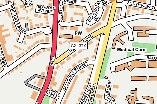 G21 3TX map - OS OpenMap – Local (Ordnance Survey)