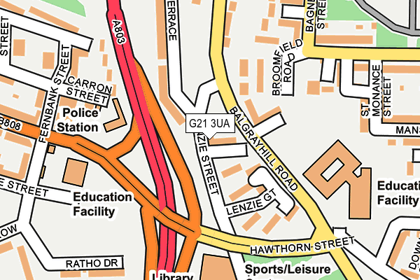 G21 3UA map - OS OpenMap – Local (Ordnance Survey)