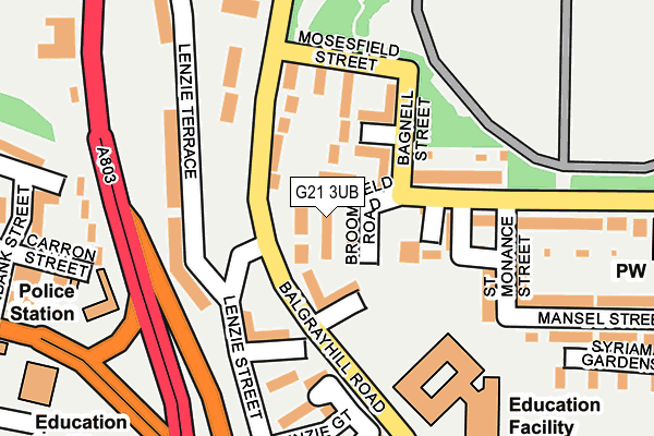 G21 3UB map - OS OpenMap – Local (Ordnance Survey)