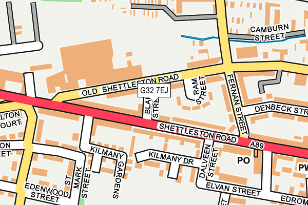 G32 7EJ map - OS OpenMap – Local (Ordnance Survey)