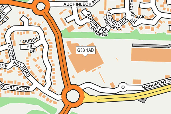 G33 1AD map - OS OpenMap – Local (Ordnance Survey)