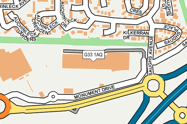G33 1AQ map - OS OpenMap – Local (Ordnance Survey)