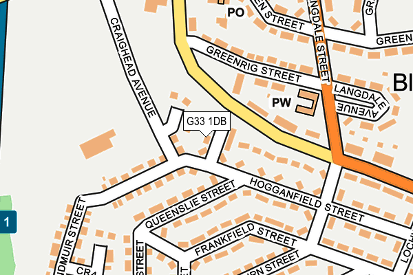 G33 1DB map - OS OpenMap – Local (Ordnance Survey)