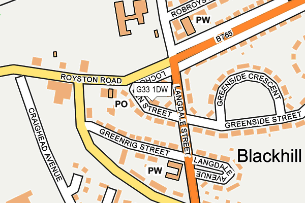 G33 1DW map - OS OpenMap – Local (Ordnance Survey)