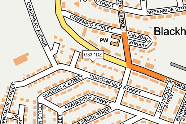 G33 1DZ map - OS OpenMap – Local (Ordnance Survey)