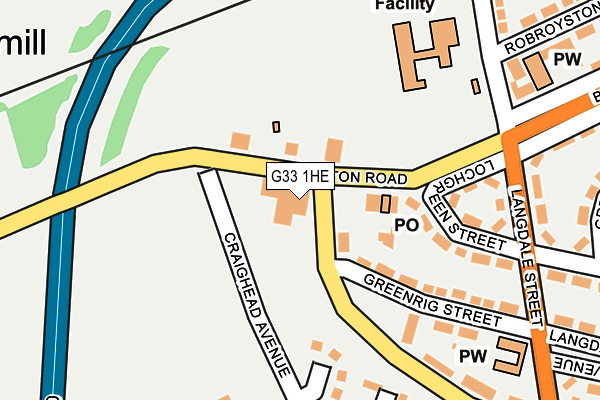 G33 1HE map - OS OpenMap – Local (Ordnance Survey)