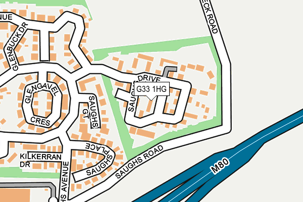 G33 1HG map - OS OpenMap – Local (Ordnance Survey)