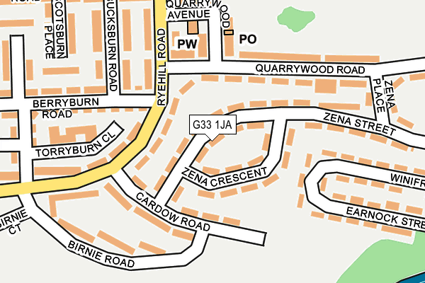 G33 1JA map - OS OpenMap – Local (Ordnance Survey)