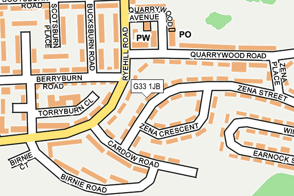 G33 1JB map - OS OpenMap – Local (Ordnance Survey)