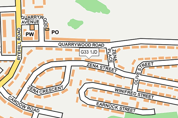 G33 1JD map - OS OpenMap – Local (Ordnance Survey)