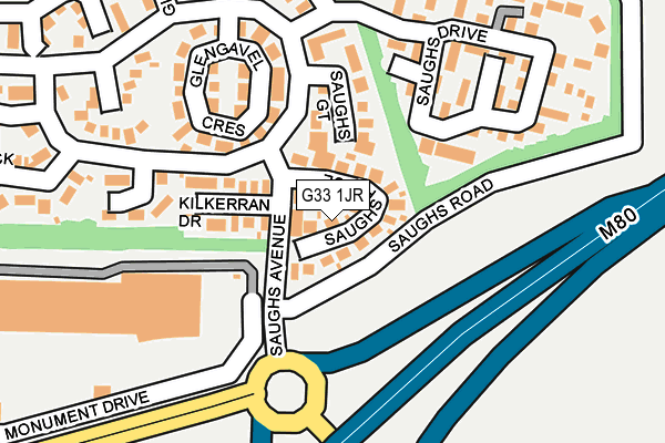 G33 1JR map - OS OpenMap – Local (Ordnance Survey)