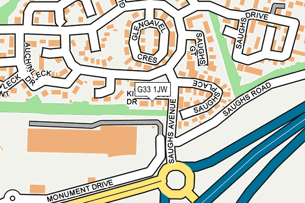 G33 1JW map - OS OpenMap – Local (Ordnance Survey)