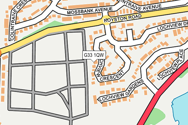 G33 1QW map - OS OpenMap – Local (Ordnance Survey)