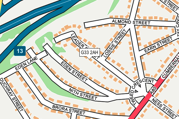 G33 2AH map - OS OpenMap – Local (Ordnance Survey)