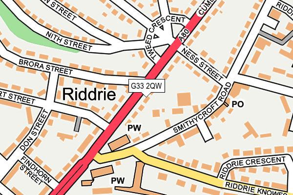 G33 2QW map - OS OpenMap – Local (Ordnance Survey)