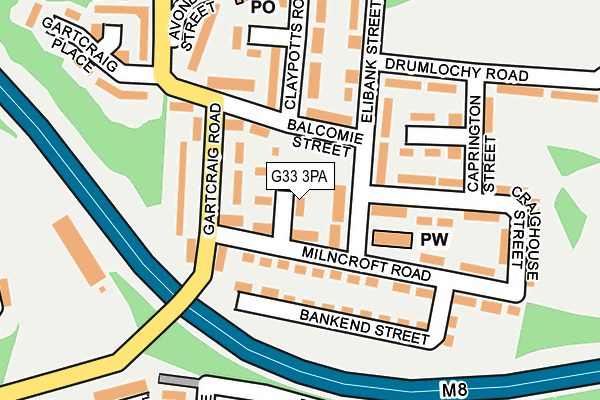 G33 3PA map - OS OpenMap – Local (Ordnance Survey)