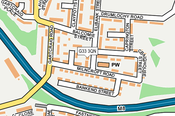 G33 3QN map - OS OpenMap – Local (Ordnance Survey)