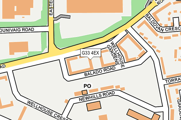 G33 4EX map - OS OpenMap – Local (Ordnance Survey)