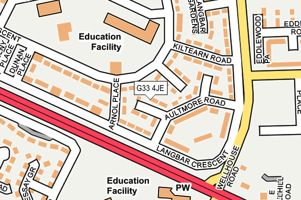 G33 4JE map - OS OpenMap – Local (Ordnance Survey)