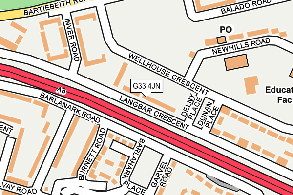 G33 4JN map - OS OpenMap – Local (Ordnance Survey)