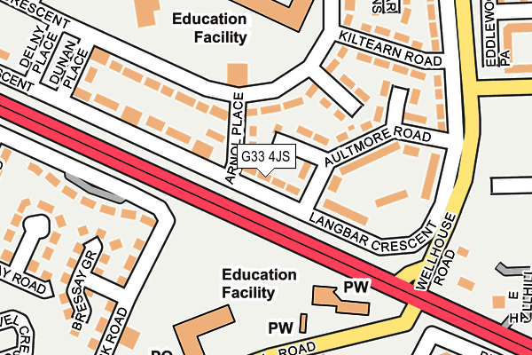 G33 4JS map - OS OpenMap – Local (Ordnance Survey)