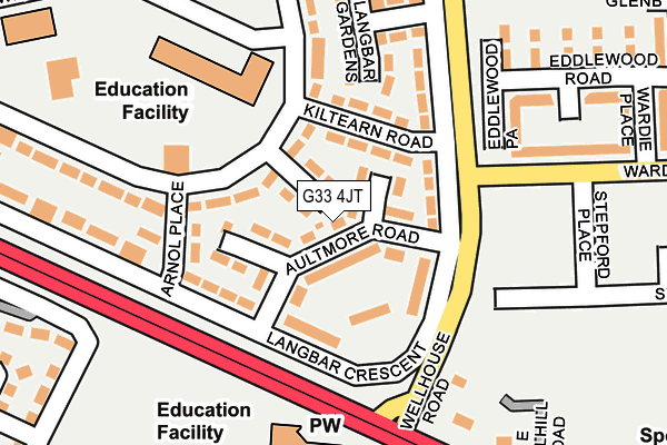 G33 4JT map - OS OpenMap – Local (Ordnance Survey)