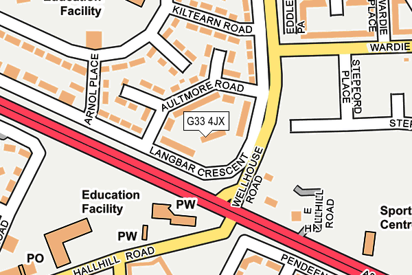 G33 4JX map - OS OpenMap – Local (Ordnance Survey)