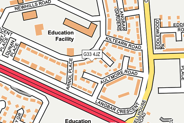 G33 4JZ map - OS OpenMap – Local (Ordnance Survey)