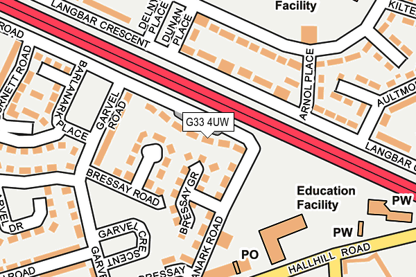 G33 4UW map - OS OpenMap – Local (Ordnance Survey)