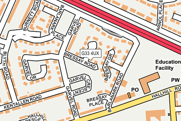 G33 4UX map - OS OpenMap – Local (Ordnance Survey)