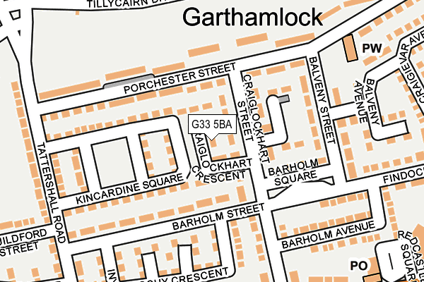 G33 5BA map - OS OpenMap – Local (Ordnance Survey)