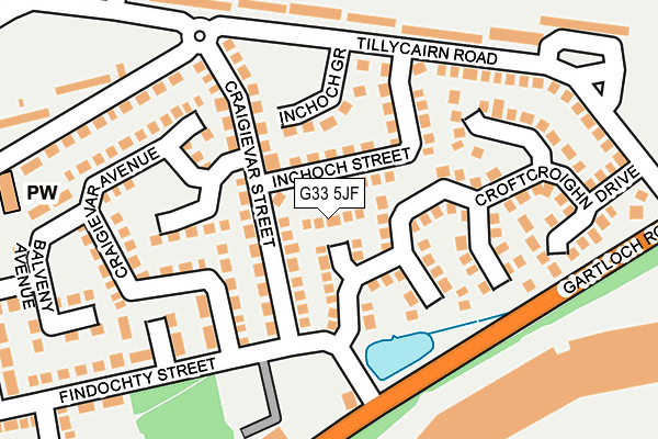 G33 5JF map - OS OpenMap – Local (Ordnance Survey)